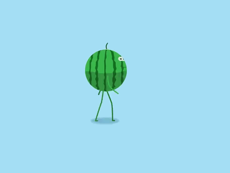 Watermelon walks with little effect animation