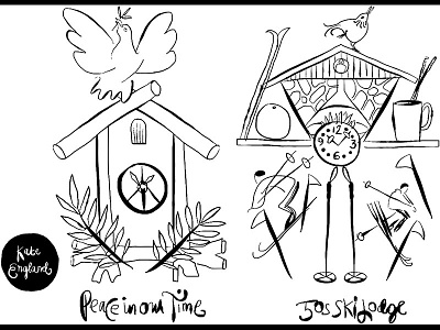 Cuckoo Clock Sketches 2 birds concept cuckoo clock hand lettering illustration ink sketch