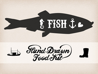 Hand Drawn Nautical Food Kit fish food hand drawn hand lettering illustration nautical vector