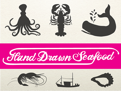 Handdrawn Seafood food hand drawn hand lettering illustration nautical octopus seafood vector whale