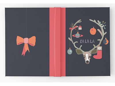 Fa La La hardcover journal antlers book christmas deer hardcover illustration journal reindeer space woodland