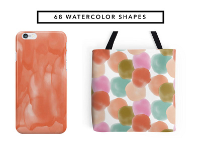 Watercolor Shapes iphone case shapes surface pattern tote watercolor