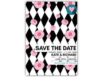 Save The Date with Floral Geometric Pattern