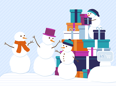 Snowman Online Shopping christmas holiday illustration presents shopping snow snowman