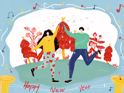 happy new year 2019 cheers funny happy new year illustration joyful toast together