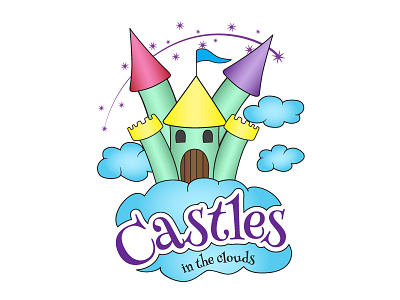 Castles In The Clouds Logo castle clouds kids logo lonely viking shane rielly vector