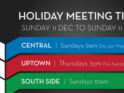 Holiday Meeting Times announcement church poster slide