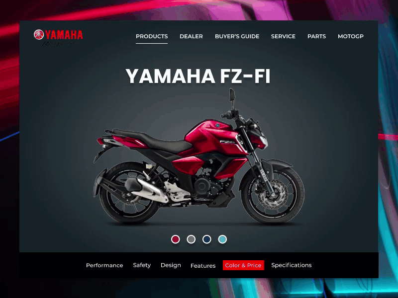 Yamaha FZ FI Colors branding figmadesign uiux web yamaha