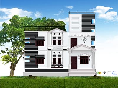 Graphically Elevation two store house elevation house elevation house illustration
