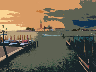 Gondola Outlook boat canal church design gondola illustration italy outdoors photoshop reflection river shapes sketching sunset venice water