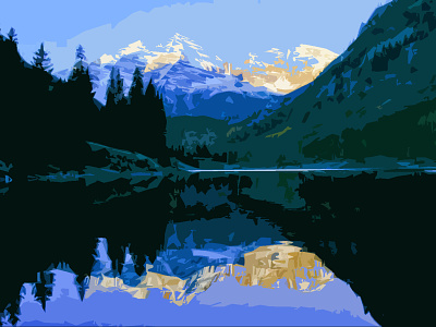 Maroon Bells, Colorado bells blue sky colorado design forest illustration lake maroon maroon bells mountains nature outdoors photoshop reflection river shapes sketching trees usa water