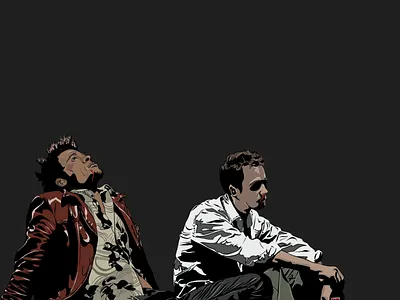 Fight Club - Durden and Narrator's first fight 90s blood classic club design durden fight fight club illustration mayhem movie narrator photoshop rebel rebellion shapes sketching tyler tyler durden