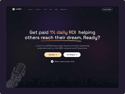 Crypto Project - Lumix binance clean crypto crypto landing cryptocurrency dark dark theme landing page minimalistic pulsechain startup ui web application