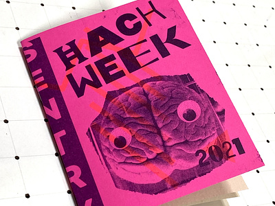 Sentry Hack Week Riso-printed Zine book binding booklet branding hack handmade printed riso risograph typography zine