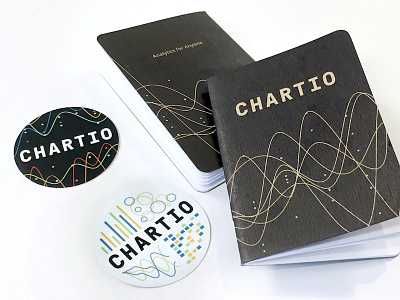 Chartio Notebooks and Stickers brand branding chartio charts collateral cover data notebooks promotional stickers swag