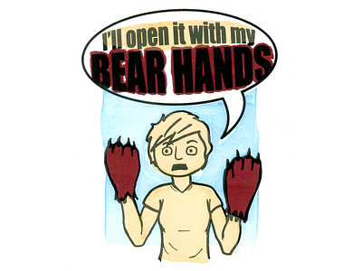 Bear Hands Print comic illustration printing techniques puns screenprint