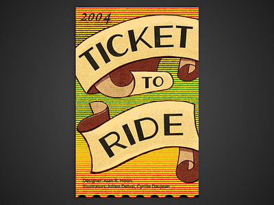 Board Game Poster Series – #3 Ticket to Ride board game dots game halftone paper poster print scroll ticket train true grit texture