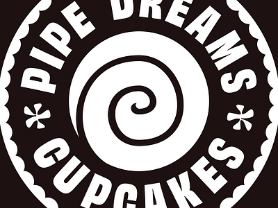 Pipe Dreams Cupcakes logo badge bakery cakes circle logo cupcakes custom logo dreams emblem logo logo design midmod retro vintage