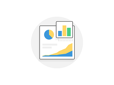 Chartio Simple Illustrations area chart bar chart charts dashboard data flat illustration illustrations pie chart simple visualization