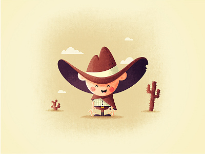 There's A New Kid In Town baby birth announcement character character design cowboy illustration western