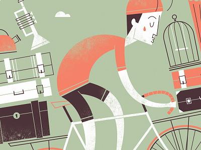 The Freedom Of Cycling (Detail) bike cycling freedom illustration luggage nature