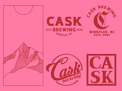 Cask Brewing Logo Idea affinity badge beer brewery brewing c cask hops illustration logo mark mountain serif vector whistler