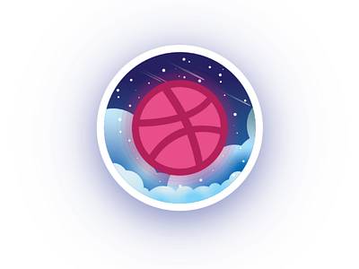 Hello Dribbble! art ball blue clouds dribbble gradient hellodribbble illustration illustrator logo space stars universe