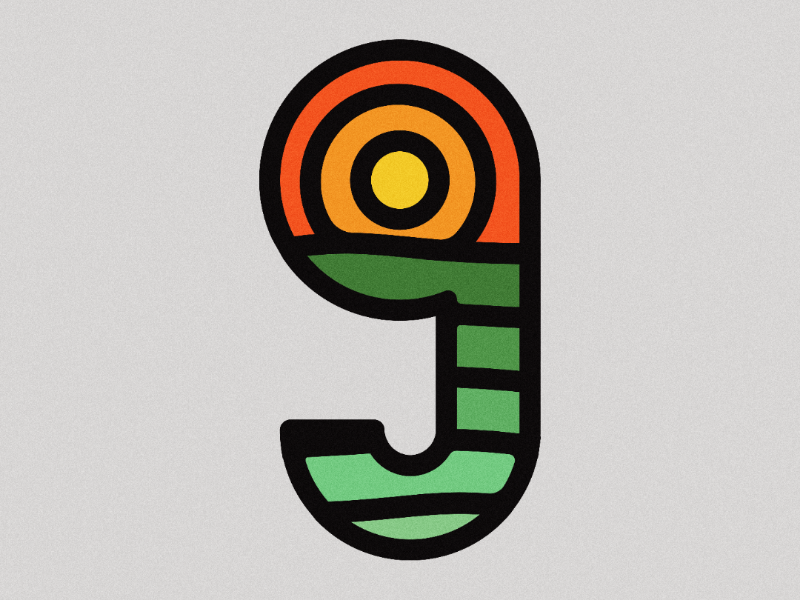 9 - 36 Days of Type illustration illustrator green red color number letter design glyph 9 logo 9 36daysoftype
