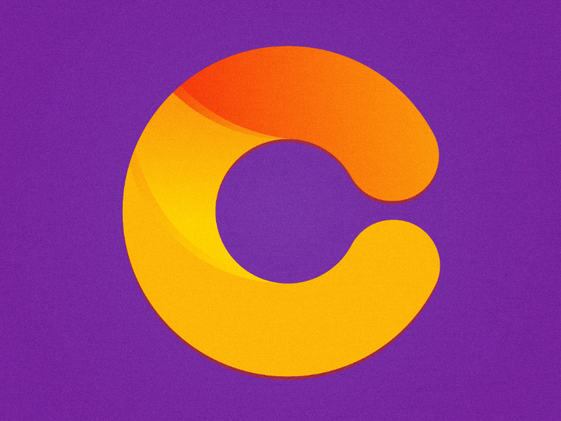 The Letter C glyph c logo purple color gradient lettering letter illustration illustrator c