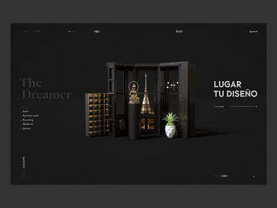 The Dreamer Landing Page I 01 black black and gold brand buddha clean dreamer home landing page luxury portfolio the dreamer ui ux web design website