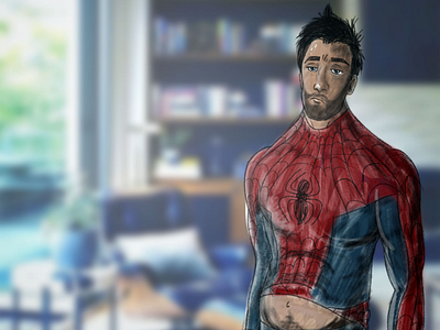 Lazy spiderman sketch illustration character