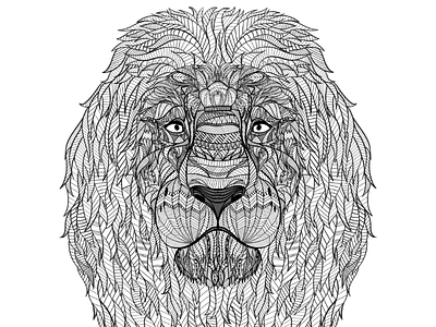 Lion illustration character lineart