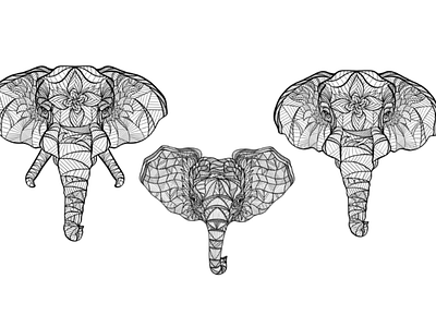 Elephants print illustration lineart prints