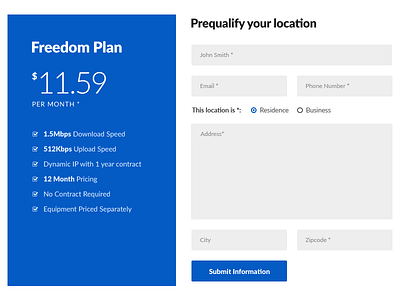 Internet Request Form form internet plan price pricing table