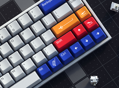 Retro United Airlines Keycaps 3d cinema4d desktop keyboard keycaps redshift