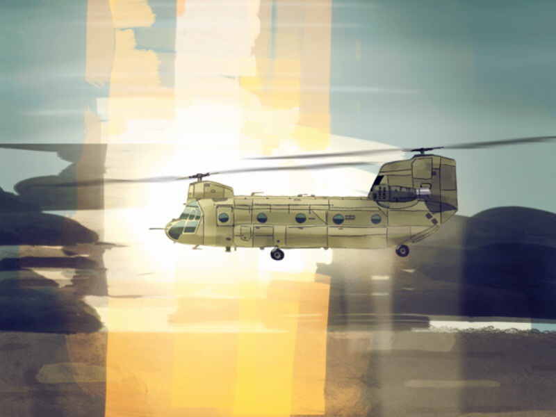 Boeing CH-47F Chinook sunset rotors copter chopper aviation army helicopter chinook