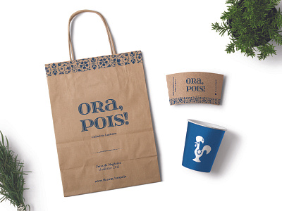 Ora Pois branding food logo ornament packaging portuguese restaurant take away tile