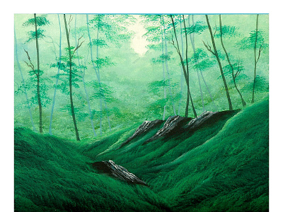 "Deep in the woods of India" acrylic painting brushes canvas fine arts foliage forest green handpainted india nature painting woods