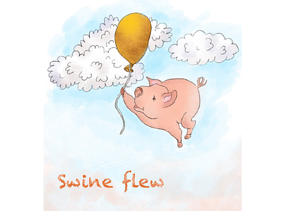 Swine flew? digital art illustration illustrator