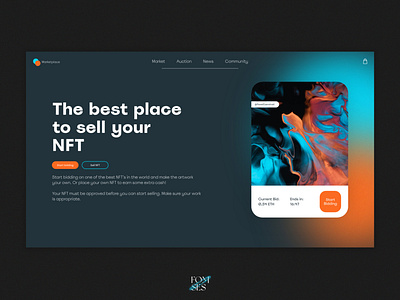 Marketplace bitcoin blockchain bold coins crypto crypto art crypto currency dark doge etherium gradient graphic design landing page nft nft art noise token ui