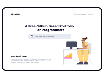 Octofolio Landing page branding character design flat illustration illustrator minimal ui vector web web app web developemnt webdesign ui ux design website