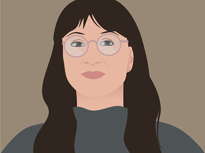 Celine avatar black hair brown earthy face front gaze girl glasses headshot illustration portrait ui vector website