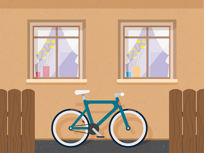 Bike bike fence fixedgear flatdesign front house illustraion windows