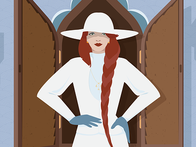 Venus balcony blazer dress code front view girl illustration lady redhead suit vector venus white window