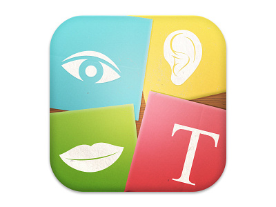 App Icon Concept audio audiovisual ear eye hear lips read see senses text visual