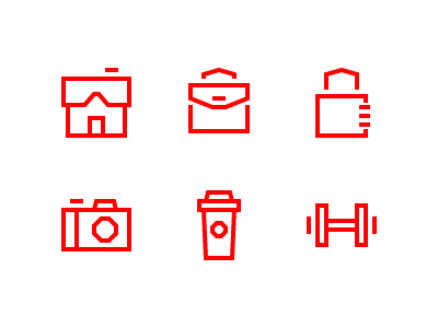 Icon Set Redesign camera coffee dumbbell home icon icon set icons lock photo ui ui icons work