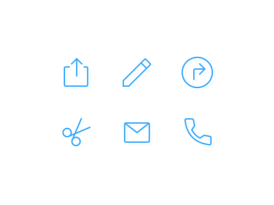 Custom icons call cut directions edit email mail phone scissors share