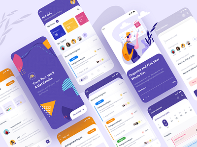 Work Order Mobile App app calander card clean design event illustration iphonex kajal kashyap mobile mobile app product design project management schedule task task management task manager typography ui ux