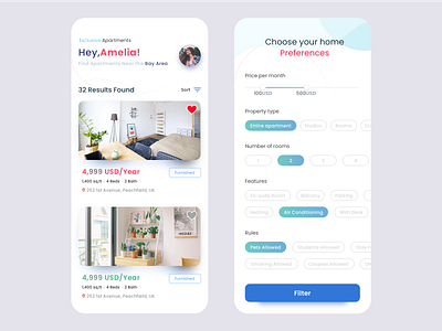 Home Search App 🏝 app design app ui design clean ui design home home search app home search app hotel booking hotels redesign rental app rooms uiux ux