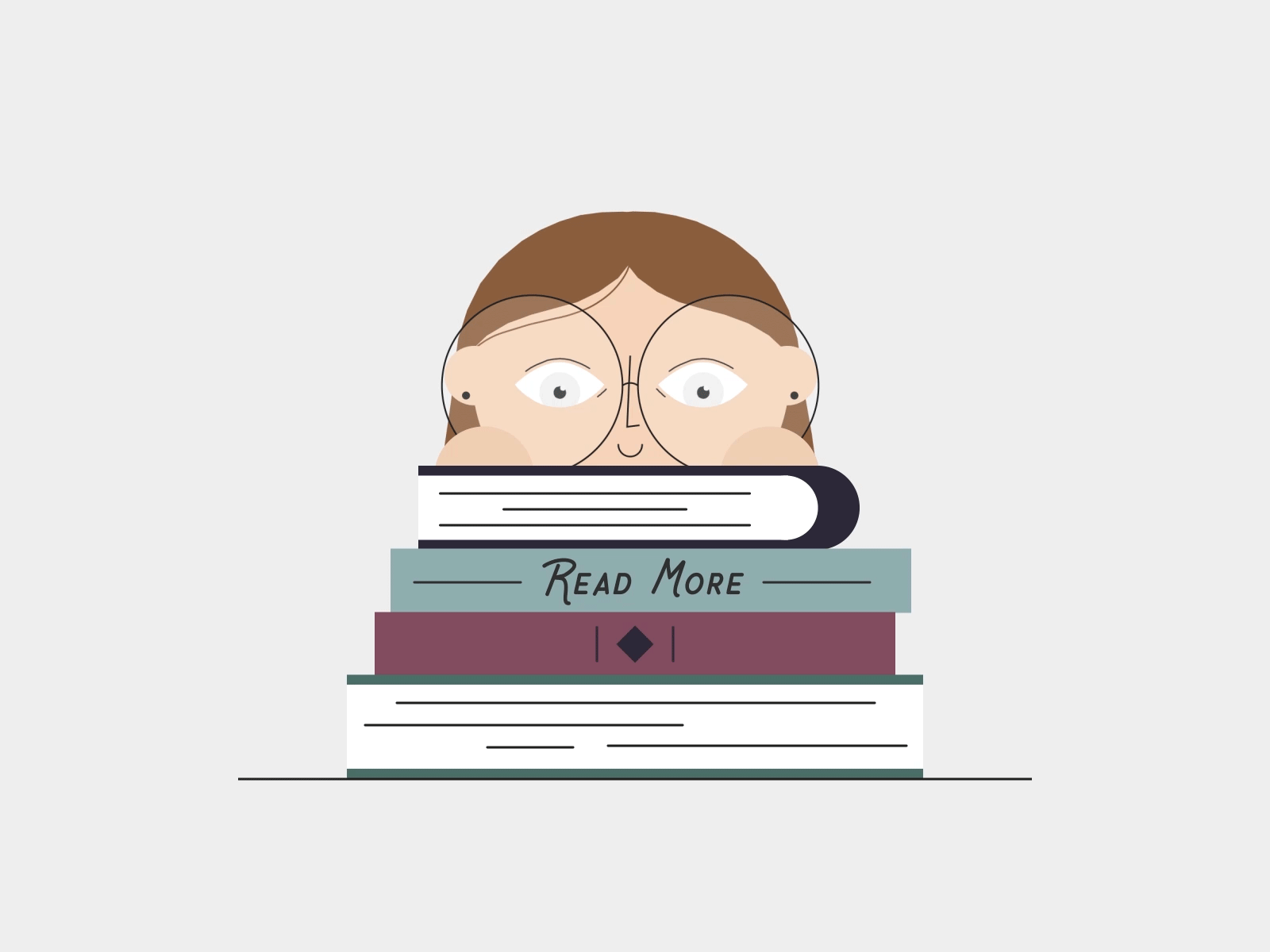 Read More after effects animation animation 2d book stack books character character animation design illustration loop motion graphics new peekaboo read read more repeat vector